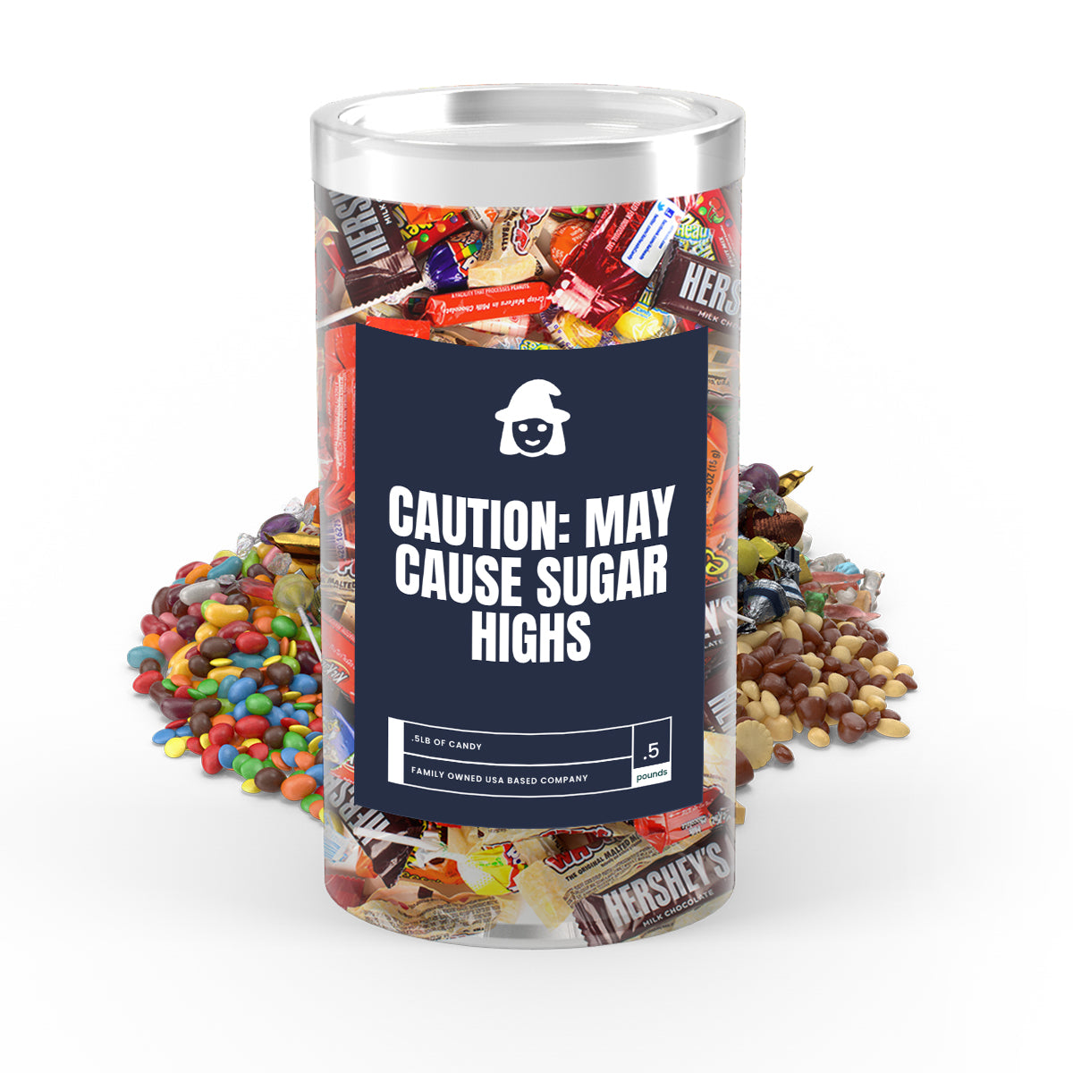 Caution : May Cause Suger Highs  - I Love Candy Halloween Candy Tube