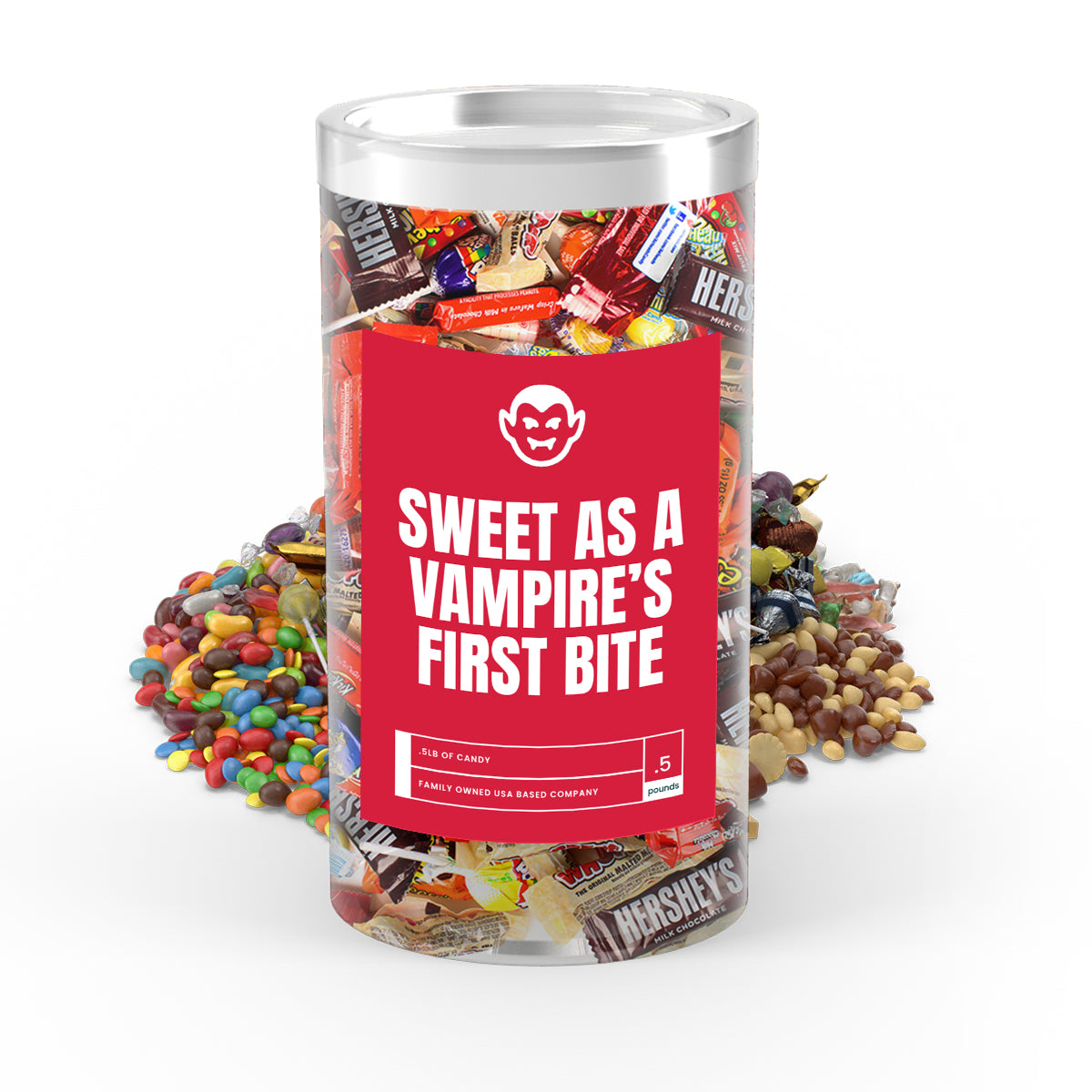 Sweet As A Vampire's First Bite - I Love Candy Halloween Candy Tube
